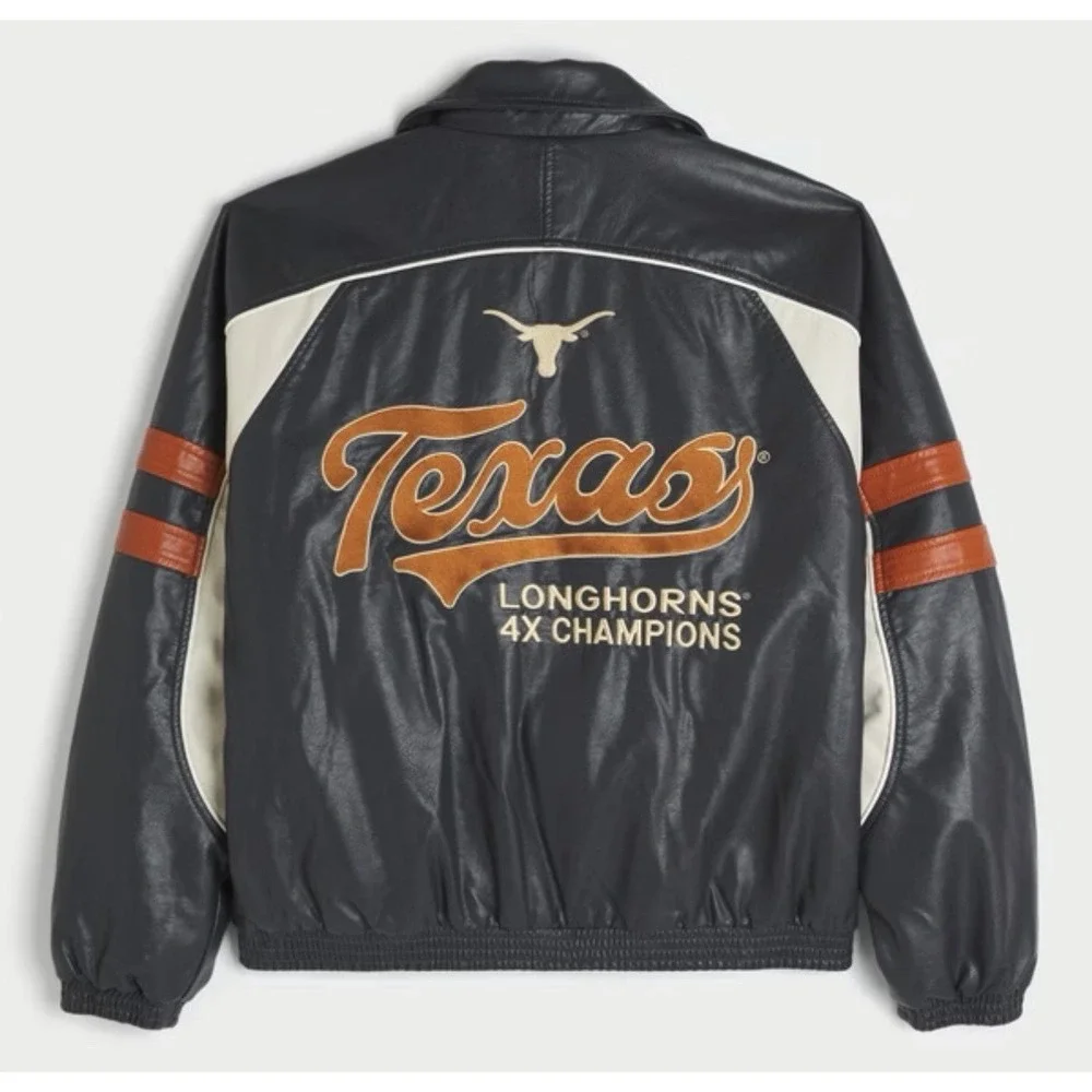 University of Texas at Austin Longhorns Graphic Faux Leather Jacket Men's XL New